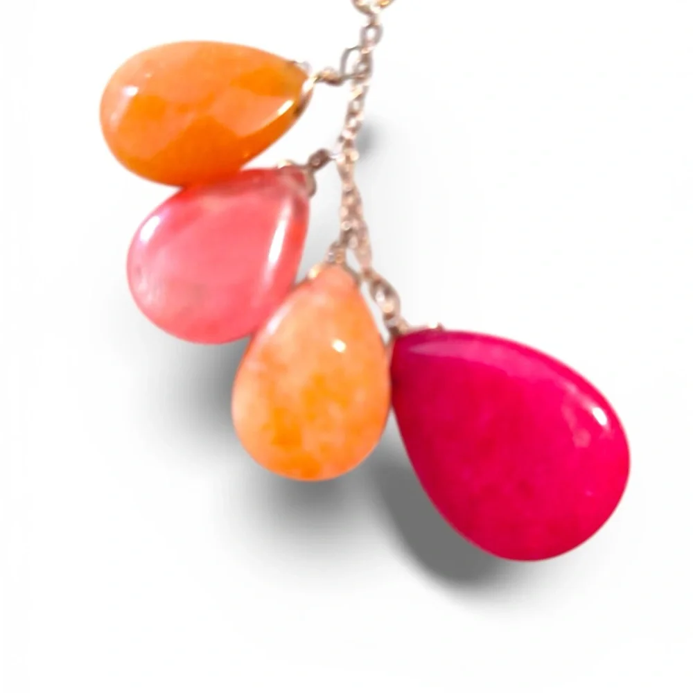Express corded colorful gemstone  teardrop necklace Women’s costume jewelry - Picture 3 of 4